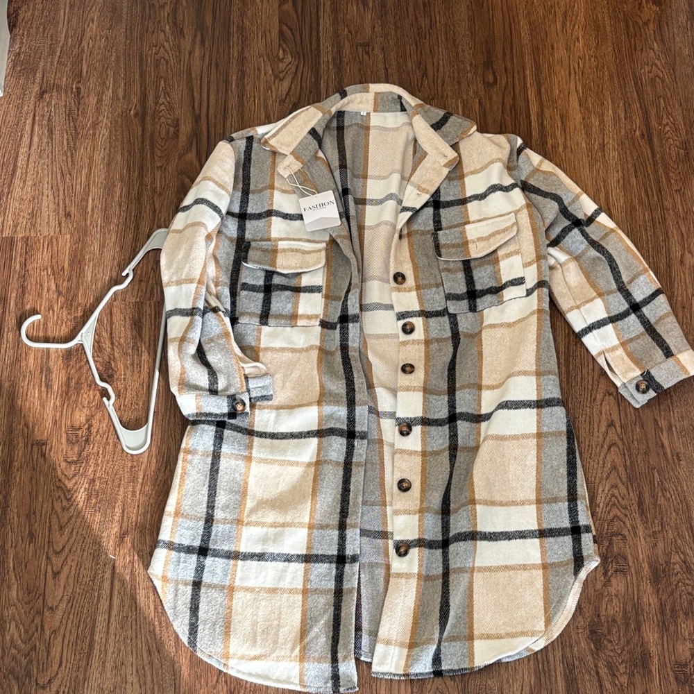 Plaid Button-Up Shacket - Picture 3 of 3